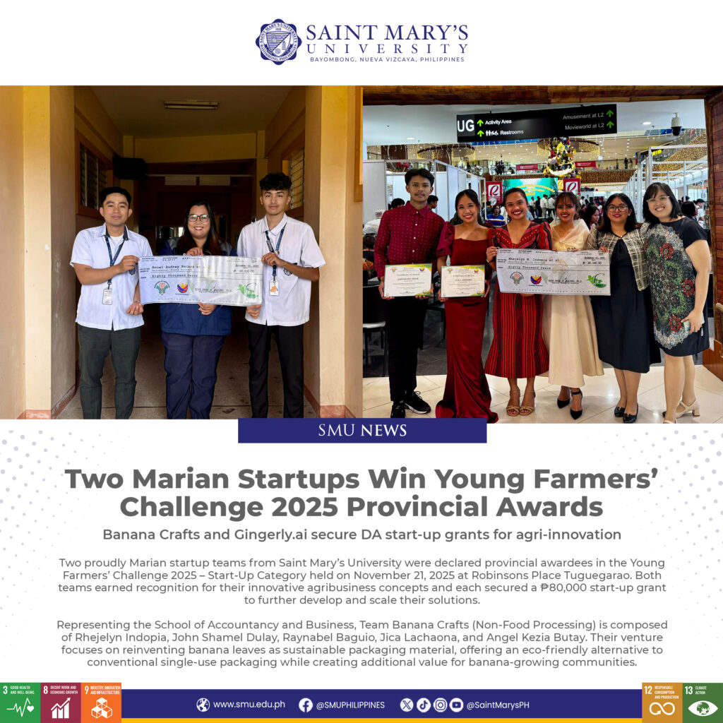 Two Marian Startups Win Young Farmers’ Challenge 2025 Provincial Awards