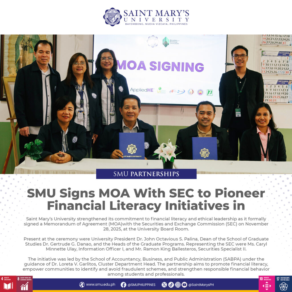 SMU Signs MOA With SEC to Pioneer Financial Literacy Initiatives in