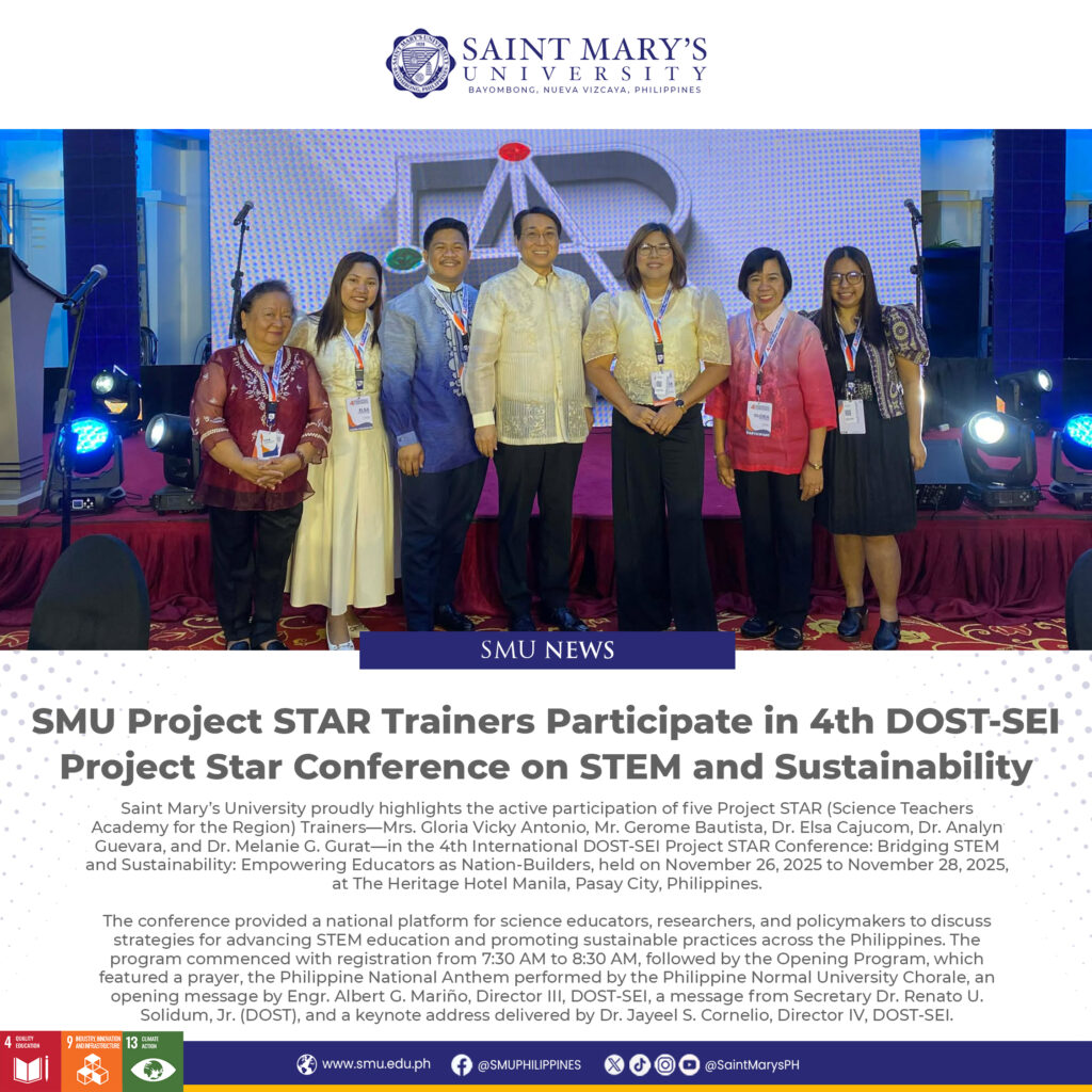 SMU Project STAR Trainers Participate in 4th DOST-SEI Project Star Conference on STEM and Sustainability