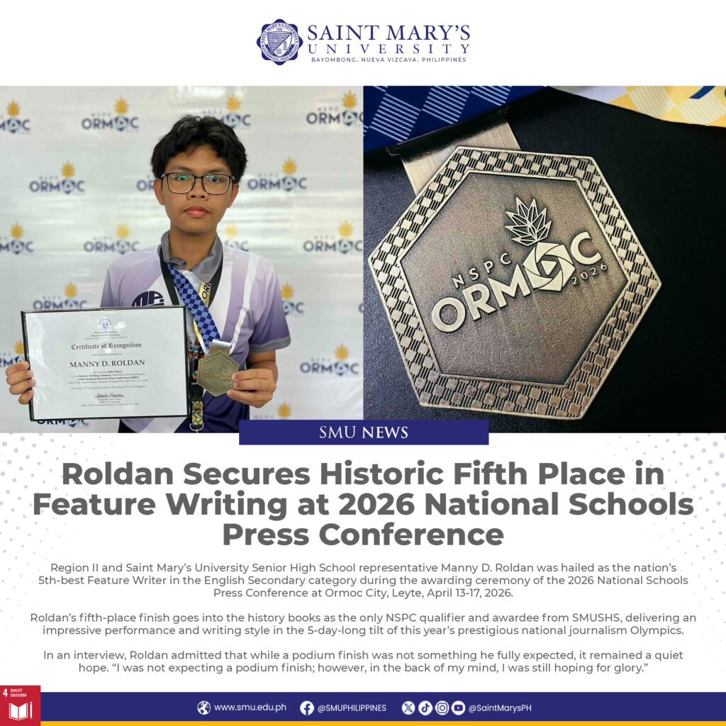 Roldan Secures Historic Fifth Place in Feature Writing at 2026 National Schools Press Conference