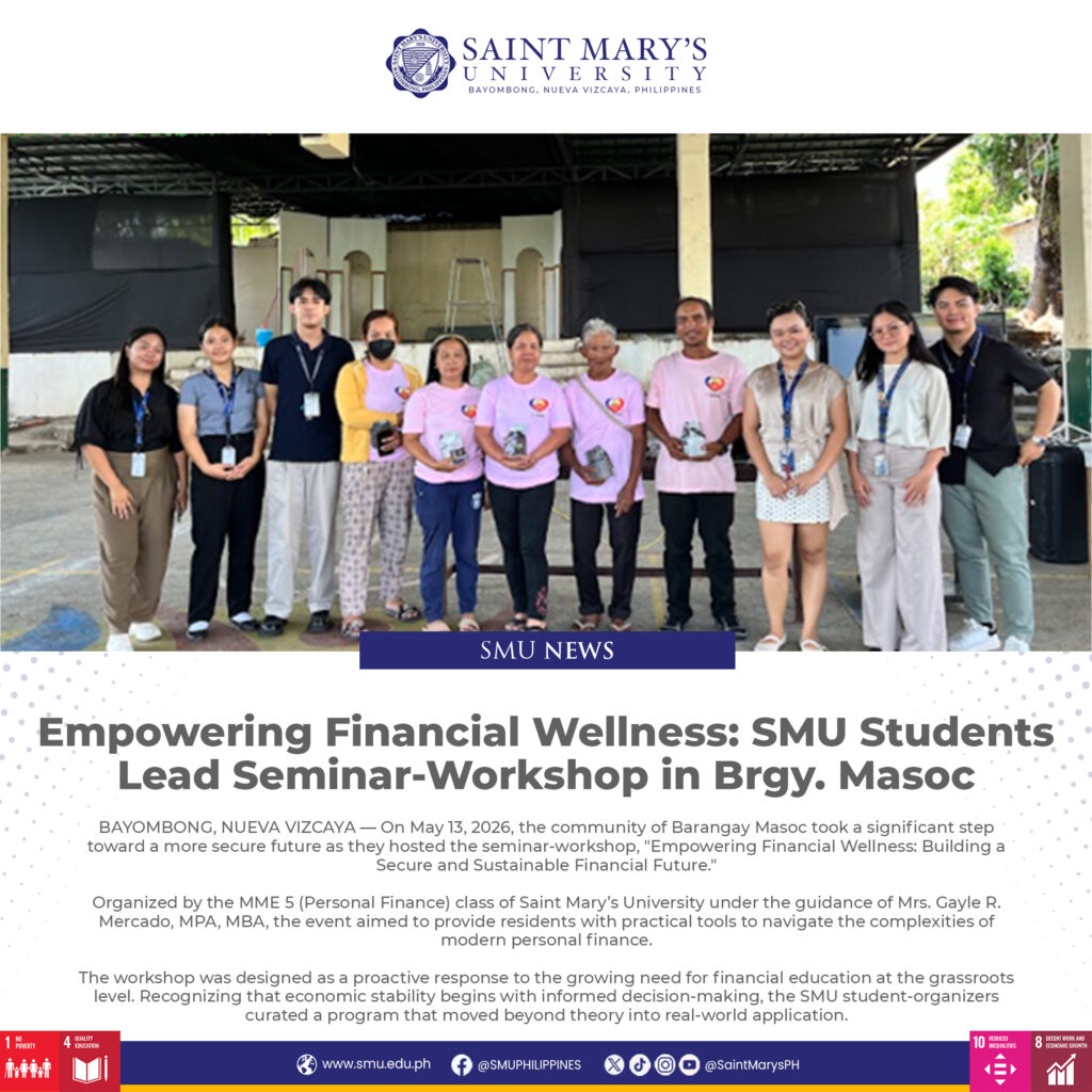 Empowering Financial Wellness: SMU Students Lead Seminar-Workshop in Brgy. Masoc