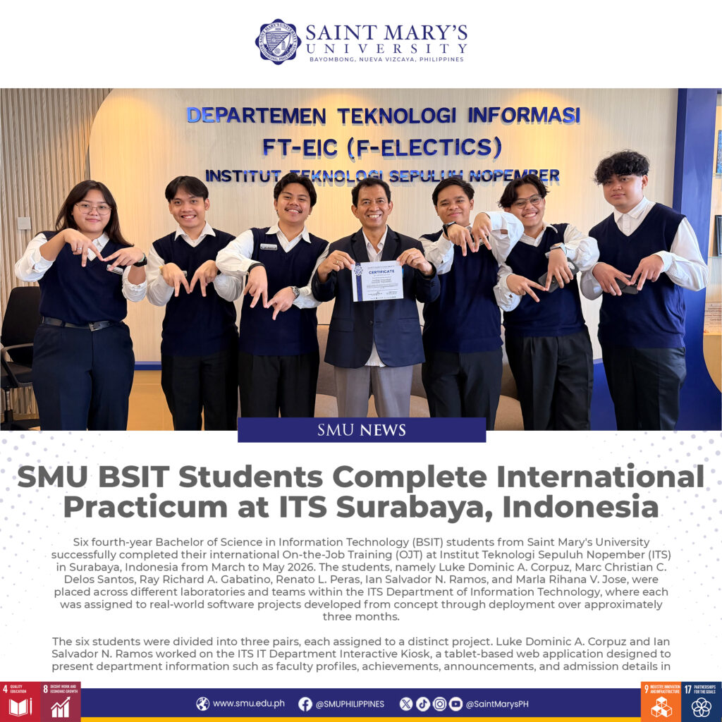 SMU BSIT Students Complete International Practicum at ITS Surabaya, Indonesia